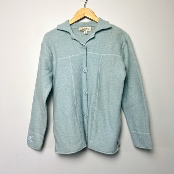 Women’s Cabela's Wool Cardigan sz M/L Pockets Feminine Retro Cozy Warm Green - Picture 1 of 8